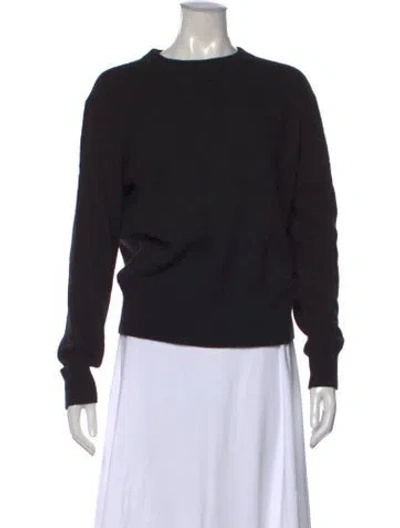 Pre-owned White + Warren Cashmere Crew Neck Sweater In Black