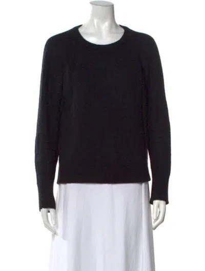 Pre-owned White + Warren Cashmere Crew Neck Sweater In Black