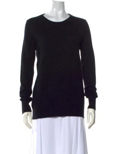 Pre-owned White + Warren Cashmere Crew Neck Sweater In Black