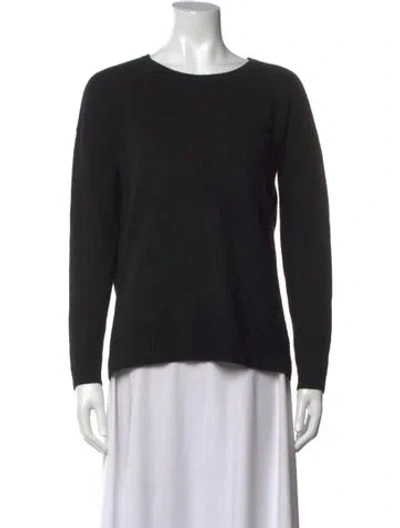 Pre-owned White + Warren Cashmere Crew Neck Sweater In Black