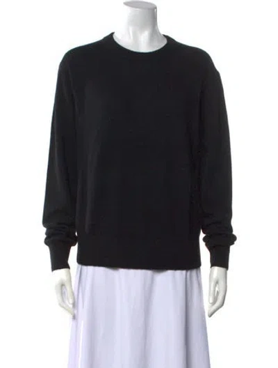 Pre-owned White + Warren Cashmere Crew Neck Sweater In Black