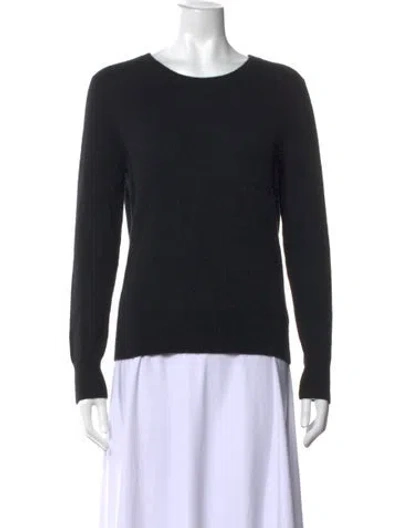Pre-owned White + Warren Cashmere Crew Neck Sweater In Black
