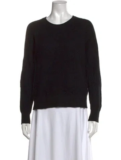Pre-owned White + Warren Cashmere Crew Neck Sweater In Black