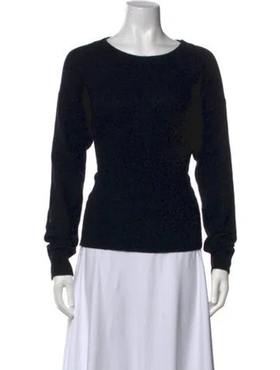 Pre-owned White + Warren Cashmere Crew Neck Sweater In Black