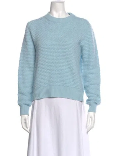 Pre-owned White + Warren Cashmere Crew Neck Sweater In Blue