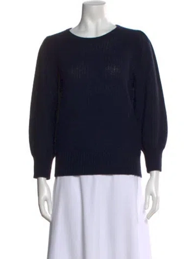 Pre-owned White + Warren Cashmere Crew Neck Sweater In Blue