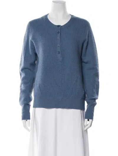 Pre-owned White + Warren Cashmere Crew Neck Sweater In Blue