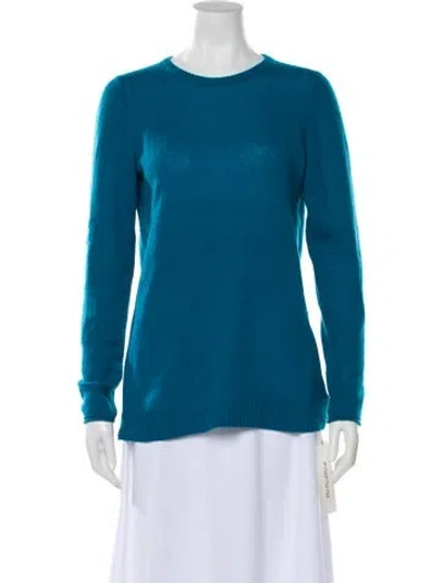 Pre-owned White + Warren Cashmere Crew Neck Sweater In Blue