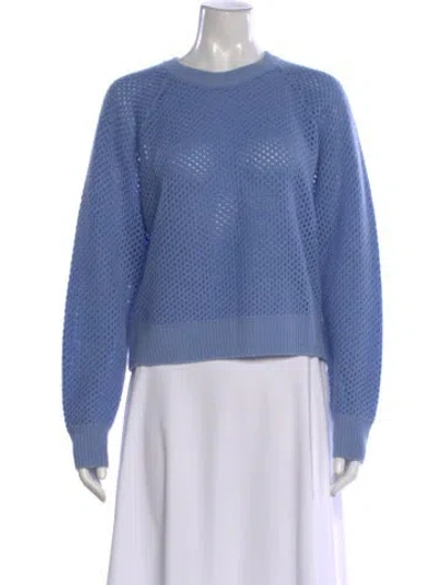 Pre-owned White + Warren Cashmere Crew Neck Sweater In Blue