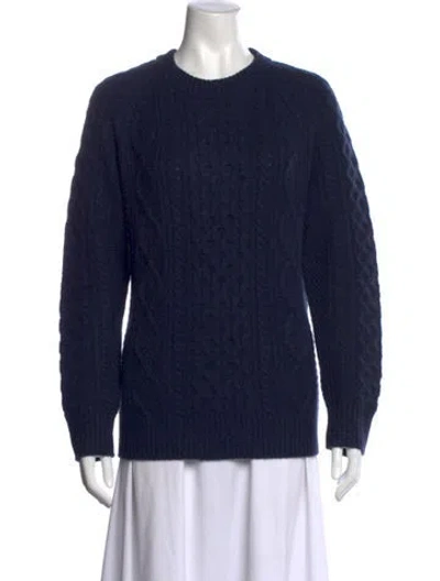 Pre-owned White + Warren Cashmere Crew Neck Sweater In Blue