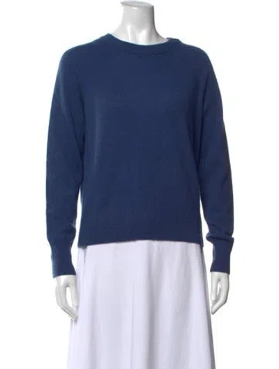 Pre-owned White + Warren Cashmere Crew Neck Sweater In Blue