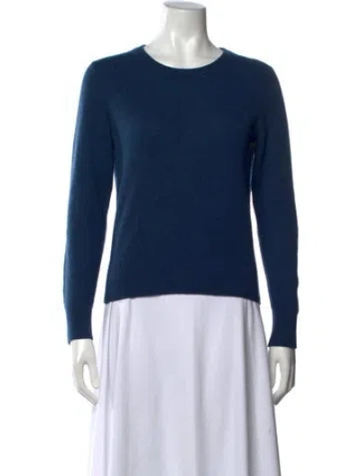 Pre-owned White + Warren Cashmere Crew Neck Sweater In Blue