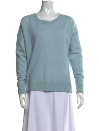 Pre-owned White + Warren Cashmere Crew Neck Sweater In Blue
