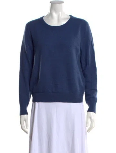 Pre-owned White + Warren Cashmere Crew Neck Sweater In Blue