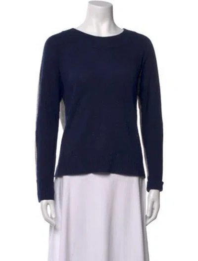 Pre-owned White + Warren Cashmere Crew Neck Sweater In Blue