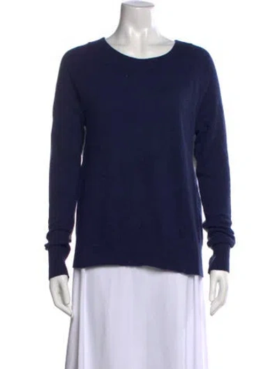 Pre-owned White + Warren Cashmere Crew Neck Sweater In Blue