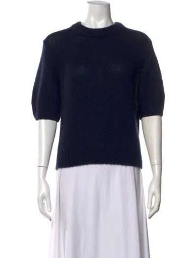 Pre-owned White + Warren Cashmere Crew Neck Sweater In Blue