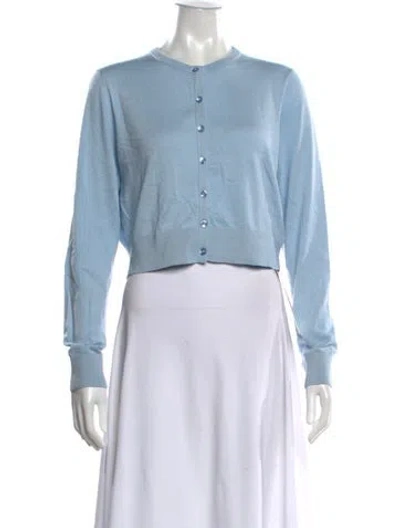 Pre-owned White + Warren Cashmere Crew Neck Sweater In Blue