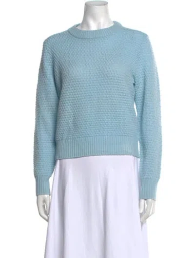 Pre-owned White + Warren Cashmere Crew Neck Sweater In Blue