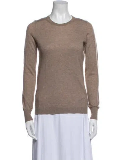 Pre-owned White + Warren Cashmere Crew Neck Sweater In Brown