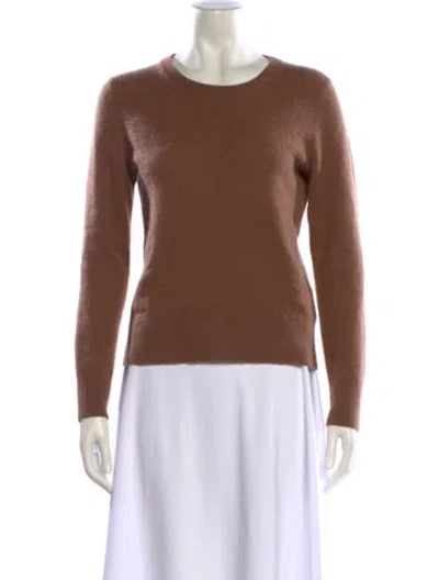 Pre-owned White + Warren Cashmere Crew Neck Sweater In Brown