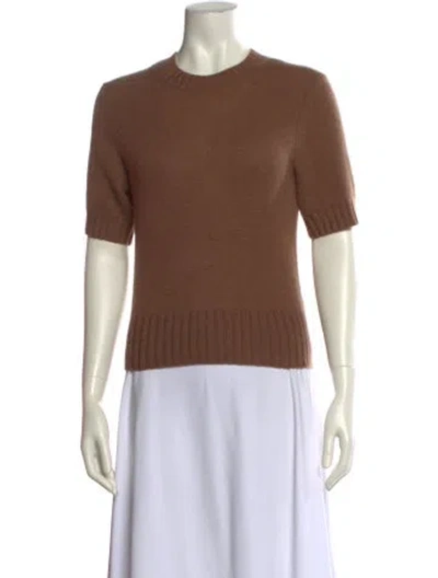 Pre-owned White + Warren Cashmere Crew Neck Sweater In Brown