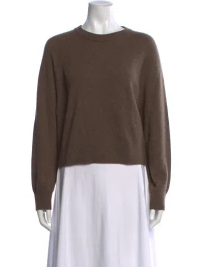 Pre-owned White + Warren Cashmere Crew Neck Sweater In Brown