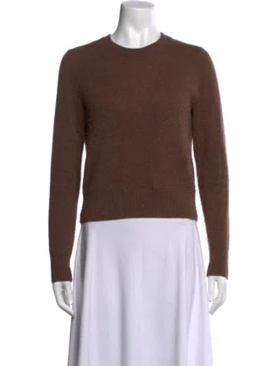 Pre-owned White + Warren Cashmere Crew Neck Sweater In Brown