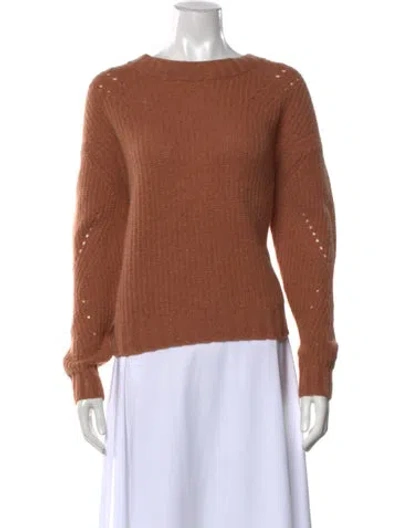 Pre-owned White + Warren Cashmere Crew Neck Sweater In Brown