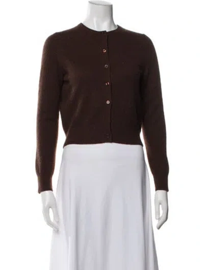 Pre-owned White + Warren Cashmere Crew Neck Sweater In Brown