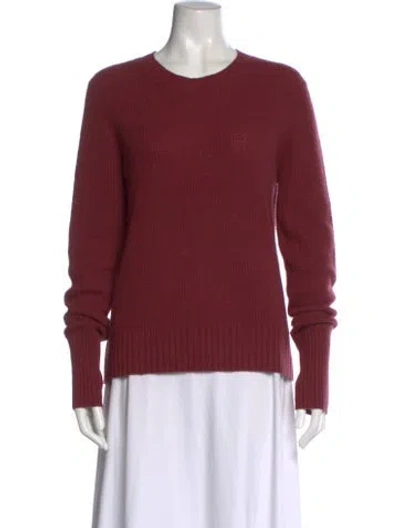 Pre-owned White + Warren Cashmere Crew Neck Sweater In Burgundy