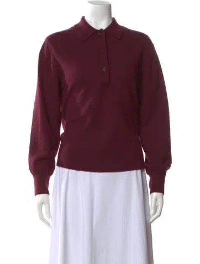 Pre-owned White + Warren Cashmere Crew Neck Sweater In Burgundy