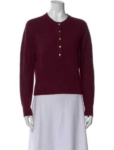 Pre-owned White + Warren Cashmere Crew Neck Sweater In Burgundy