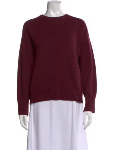 Pre-owned White + Warren Cashmere Crew Neck Sweater In Burgundy