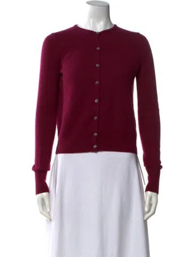 Pre-owned White + Warren Cashmere Crew Neck Sweater In Burgundy