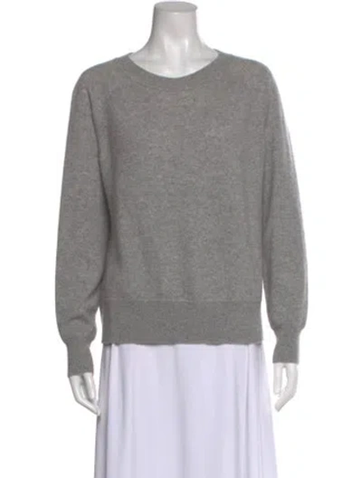 Pre-owned White + Warren Cashmere Crew Neck Sweater In Gray