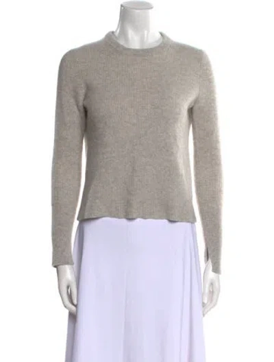 Pre-owned White + Warren Cashmere Crew Neck Sweater In Gray