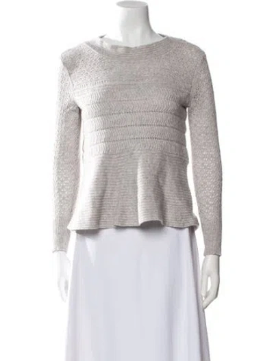 Pre-owned White + Warren Cashmere Crew Neck Sweater In Gray