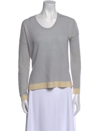 Pre-owned White + Warren Cashmere Crew Neck Sweater In Gray