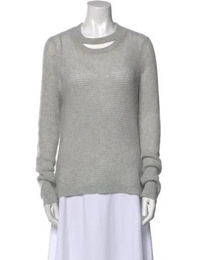Pre-owned White + Warren Cashmere Crew Neck Sweater In Gray