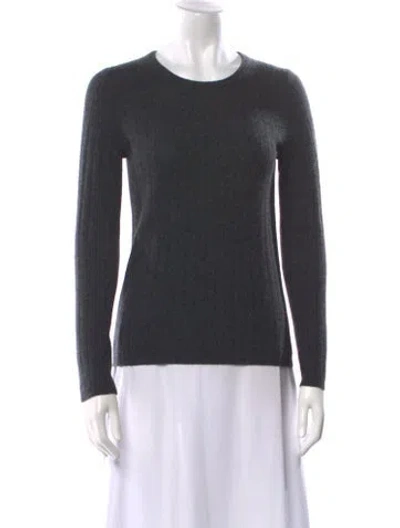 Pre-owned White + Warren Cashmere Crew Neck Sweater In Gray