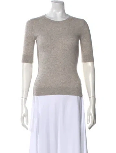 Pre-owned White + Warren Cashmere Crew Neck Sweater In Gray