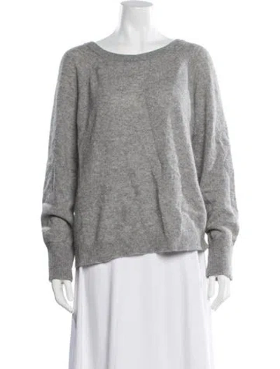 Pre-owned White + Warren Cashmere Crew Neck Sweater In Gray