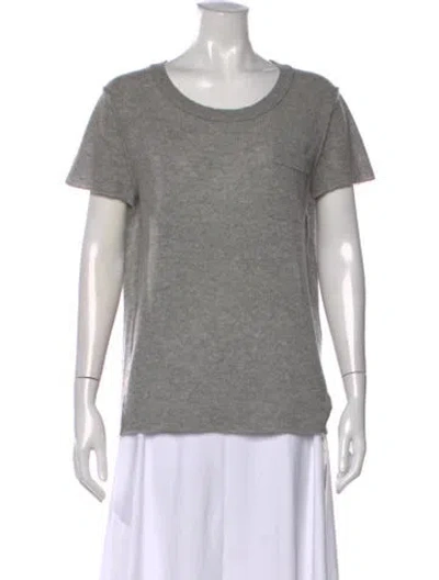 Pre-owned White + Warren Cashmere Crew Neck Sweater In Gray