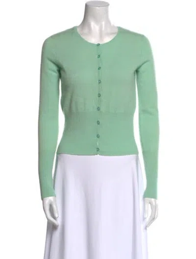 Pre-owned White + Warren Cashmere Crew Neck Sweater In Green