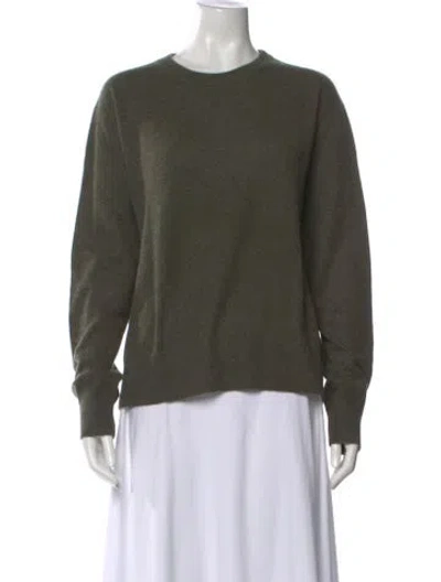 Pre-owned White + Warren Cashmere Crew Neck Sweater In Green