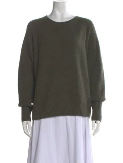 Pre-owned White + Warren Cashmere Crew Neck Sweater In Green