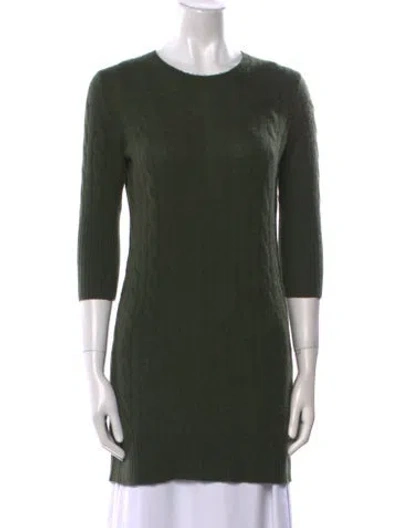Pre-owned White + Warren Cashmere Crew Neck Sweater In Green