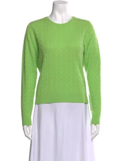 Pre-owned White + Warren Cashmere Crew Neck Sweater In Green