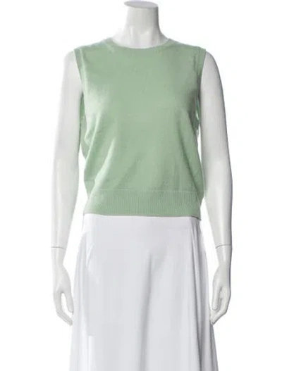 Pre-owned White + Warren Cashmere Crew Neck Sweater In Green